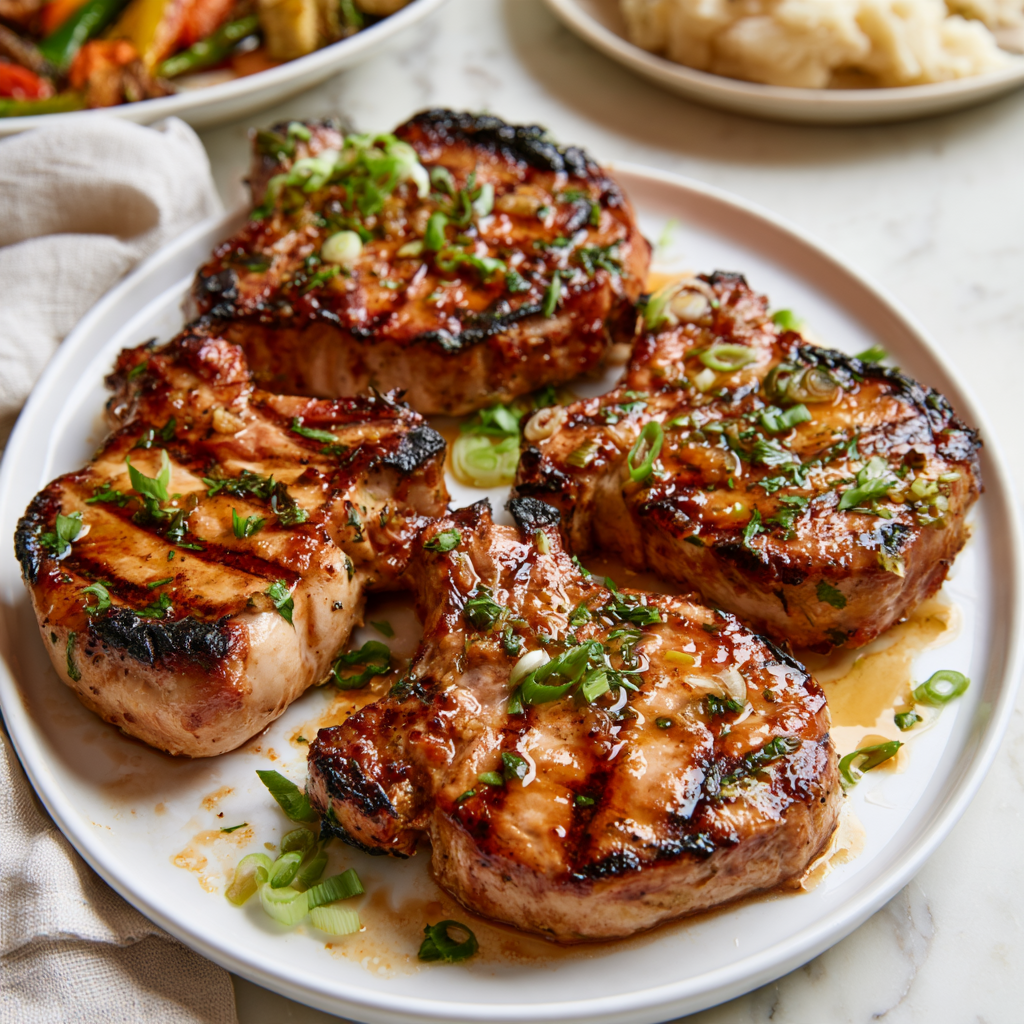 Grilled Pork Chops on a Platter