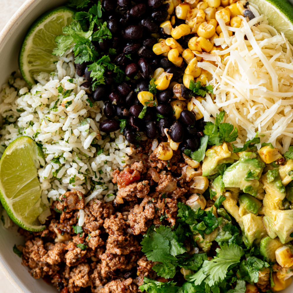 Ground Beef Burrito Bowl-with Cilantro Rice