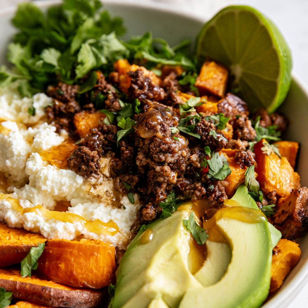 Ground Beef Cottage Cheese Bowl