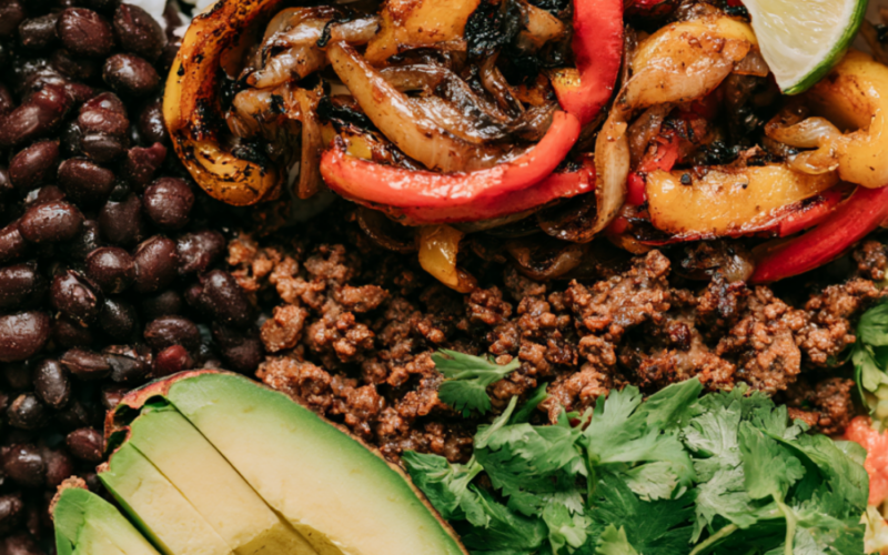 Ground Beef Fajita Rice Bowl Recipe-closeup