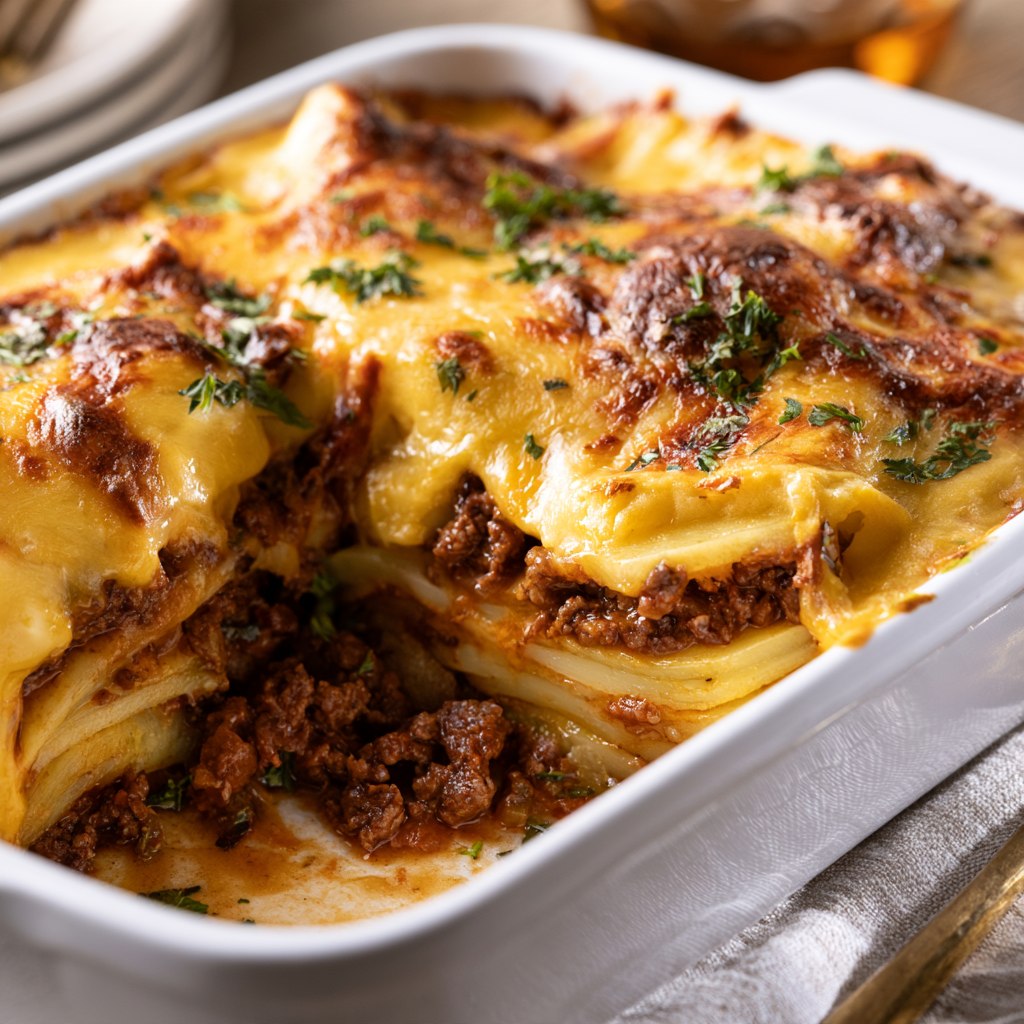 Ground Beef and Potato Casserole-baked
