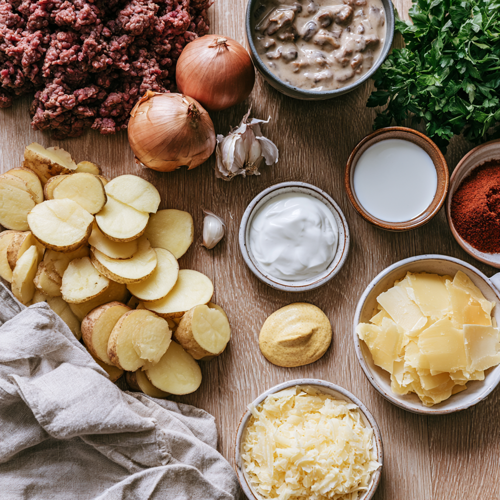 Ground Beef and Potato Casserole-ingredients