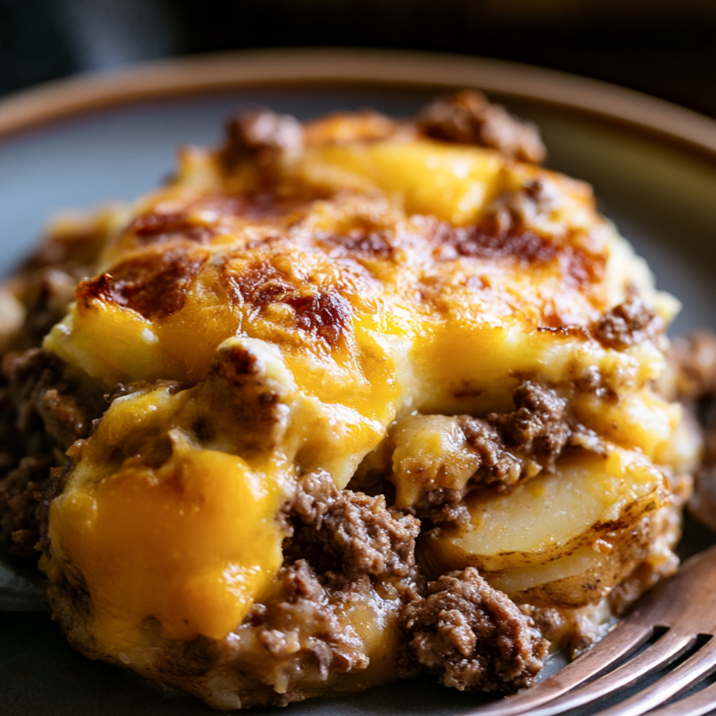 Ground Beef and Potato Casserole-slice