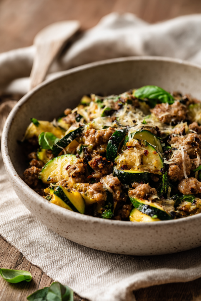 Ground Turkey Skillet With Zucchini-served