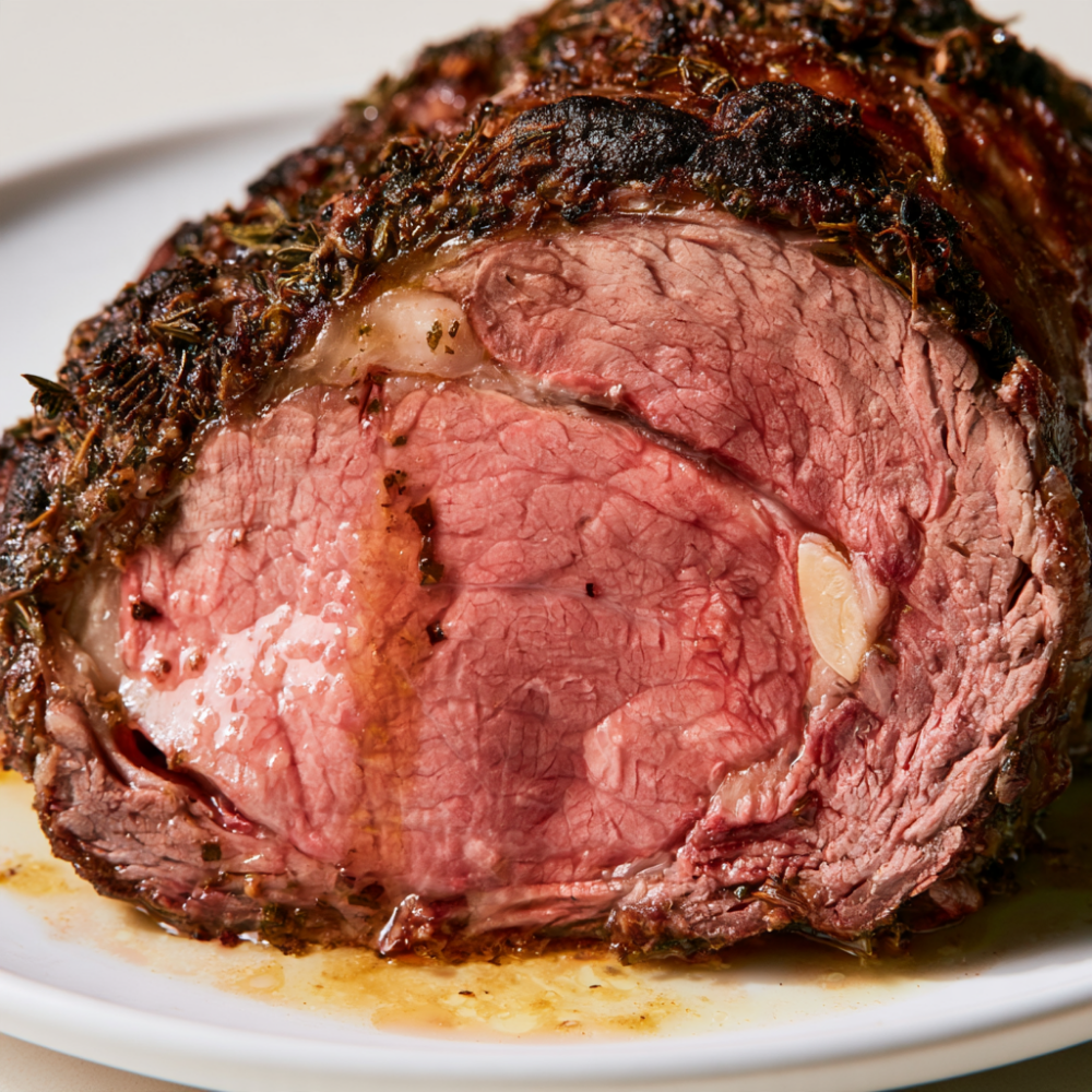 Herb Butter Prime Rib Roast-Sliced