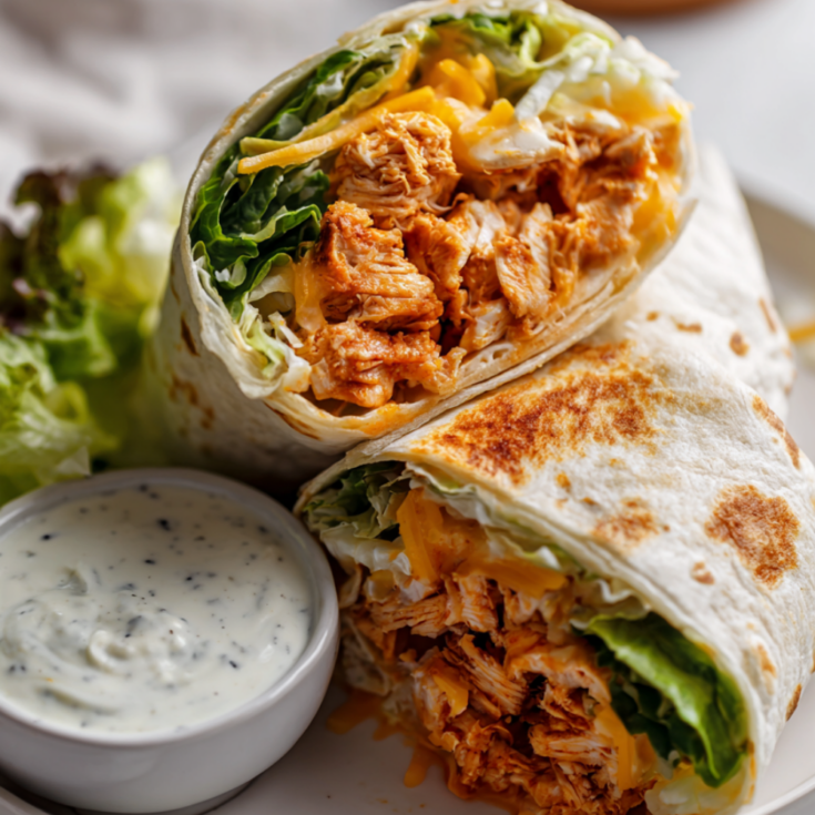 High Protein Buffalo Chicken Wrap Recipe-closeup