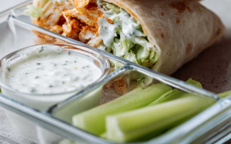 High Protein Buffalo Chicken Wrap Recipe-meal prep