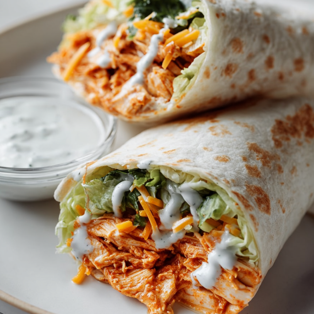 High Protein Buffalo Chicken Wrap Recipe-served