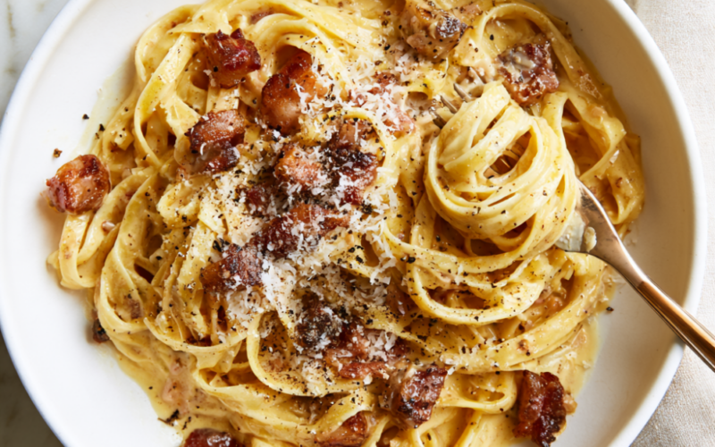 High-Protein Carbonara Pasta Recipe-plated