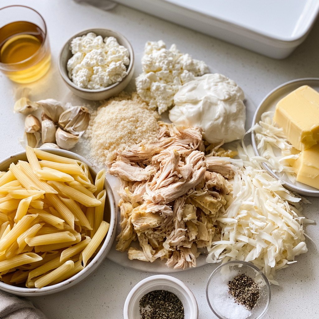 High Protein Chicken Alfredo Bake Recipe-ingredients