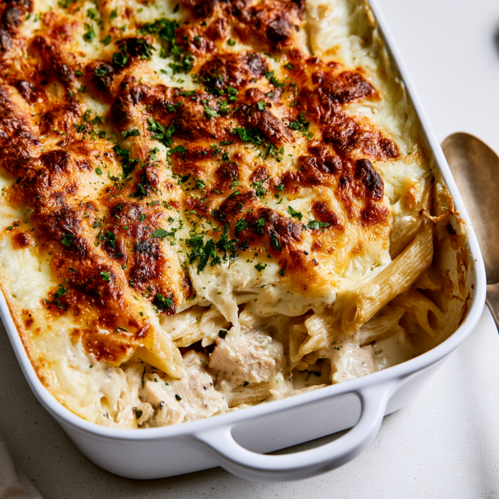 High Protein Chicken Alfredo Bake Recipe
