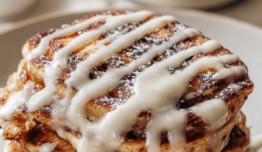 High-Protein Cinnamon Roll Pancakes-plated