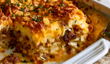 High Protein Hash Brown Cheesy Potato Casserole