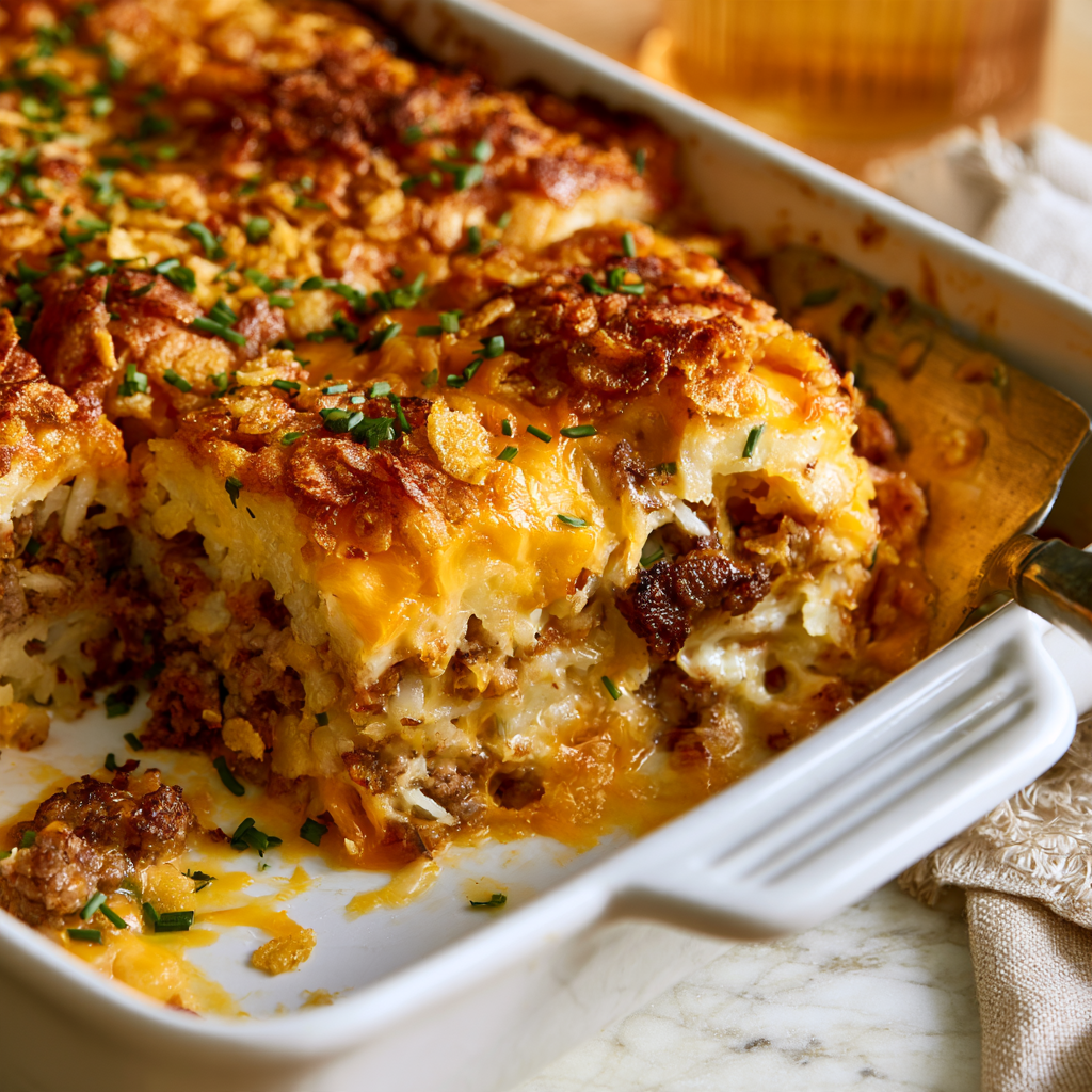 High Protein Hash Brown Cheesy Potato Casserole