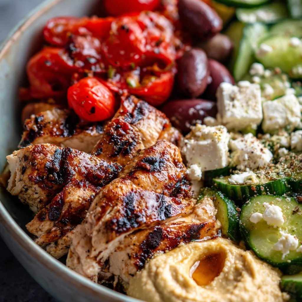 High-Protein Mediterranean Chicken Bowl-closeup