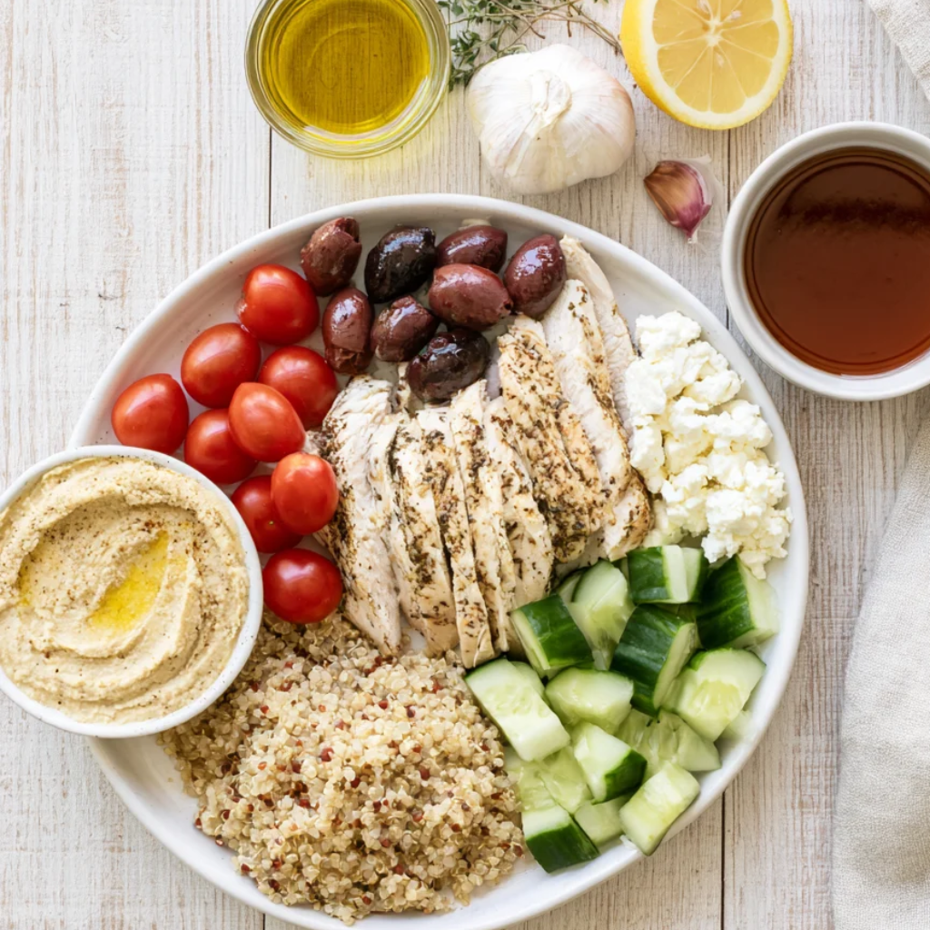 High-Protein Mediterranean Chicken Bowl-ingredients