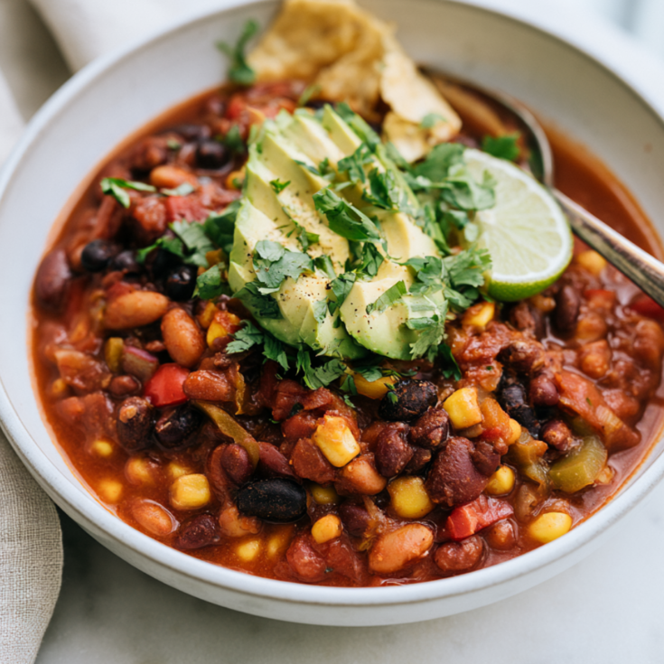 High-Protein Vegan Chili Crockpot Recipe-bowl