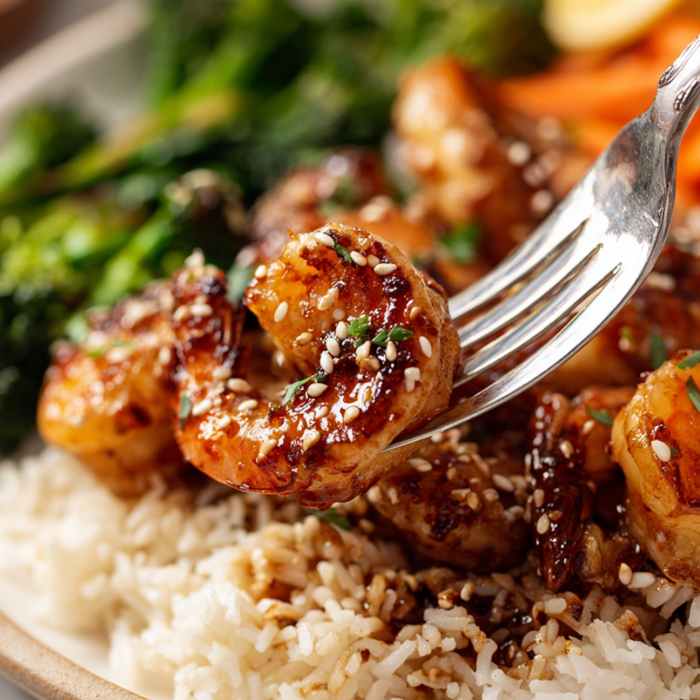Honey Garlic Shrimp and Broccoli Recipe-closeup