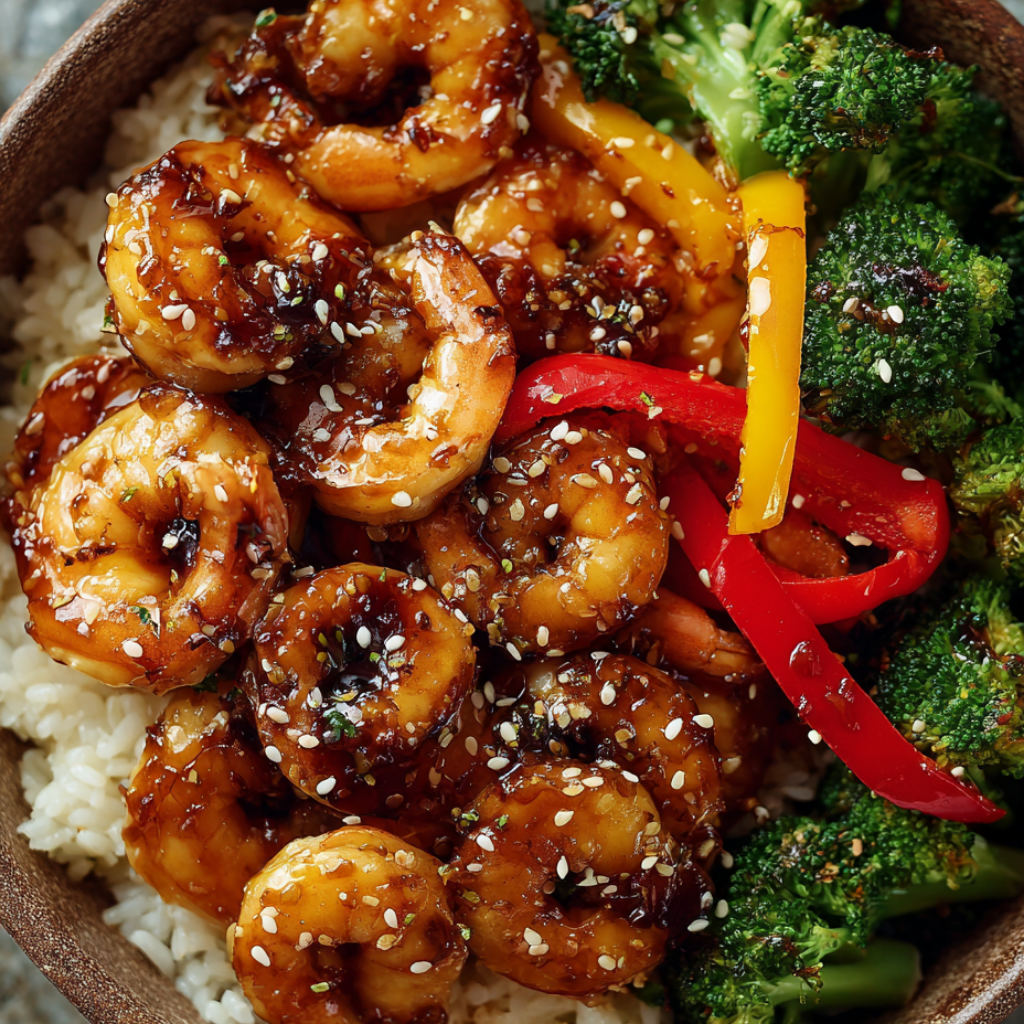 Honey Garlic Shrimp and Broccoli Recipe-with bell peppers