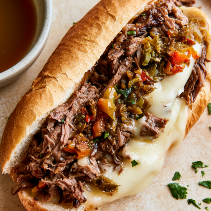 Italian Beef Crockpot-sandwiches