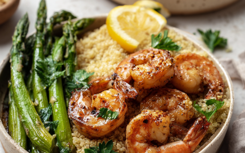 Lemon Garlic Shrimp Quinoa Bowl