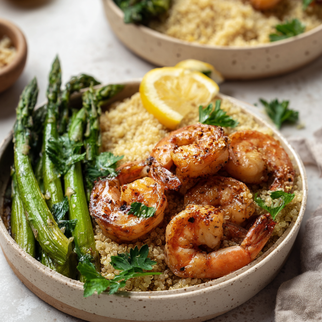 Lemon Garlic Shrimp Quinoa Bowl