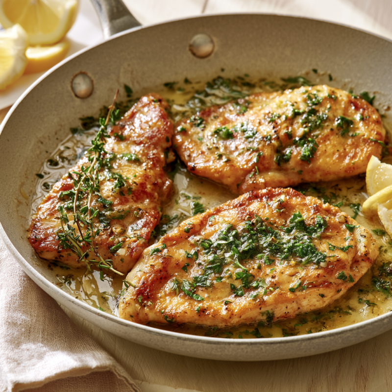 Lemon Herb Chicken — Pan-Seared Cutlets with Lemon Butter Sauce