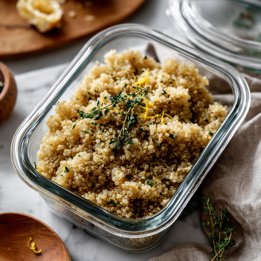 Lemon Herb Quinoa Meal Prep-rosemary