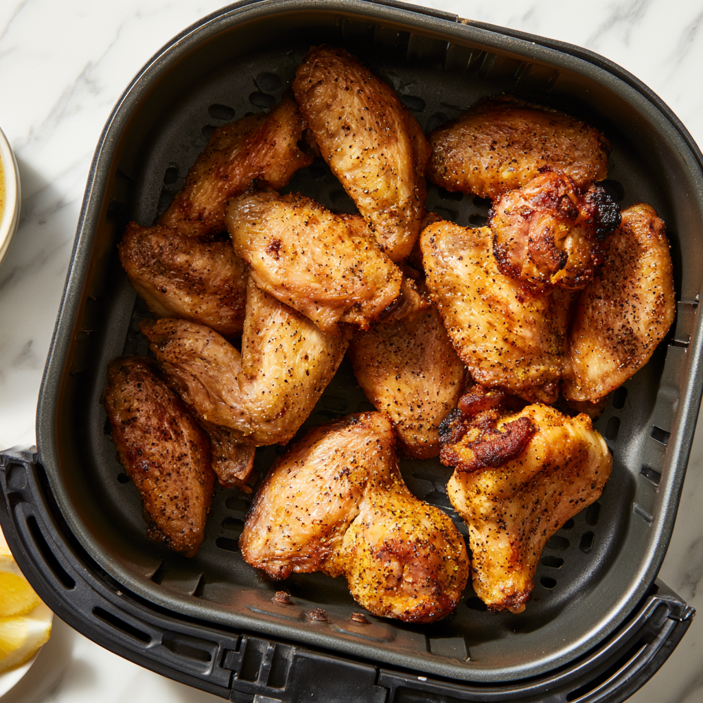 Lemon Pepper Chicken Wings Recipe-air fryer basket