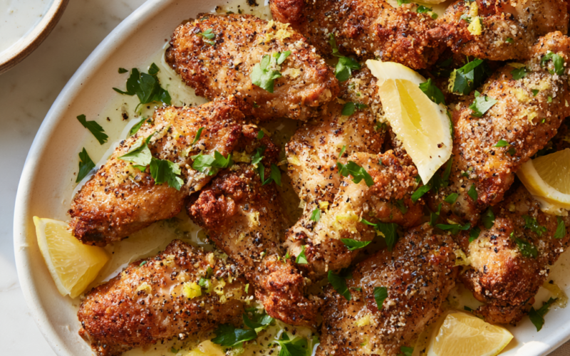 Lemon Pepper Chicken Wings Recipe-platter