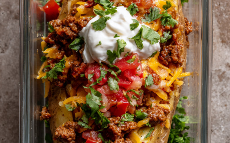 Loaded Baked Potato Taco Bowls-meal prep