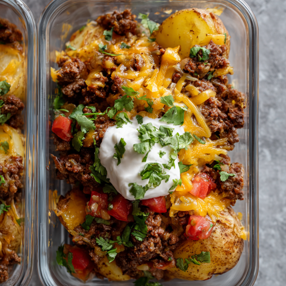 Loaded Baked Potato Taco Bowls-work lunches