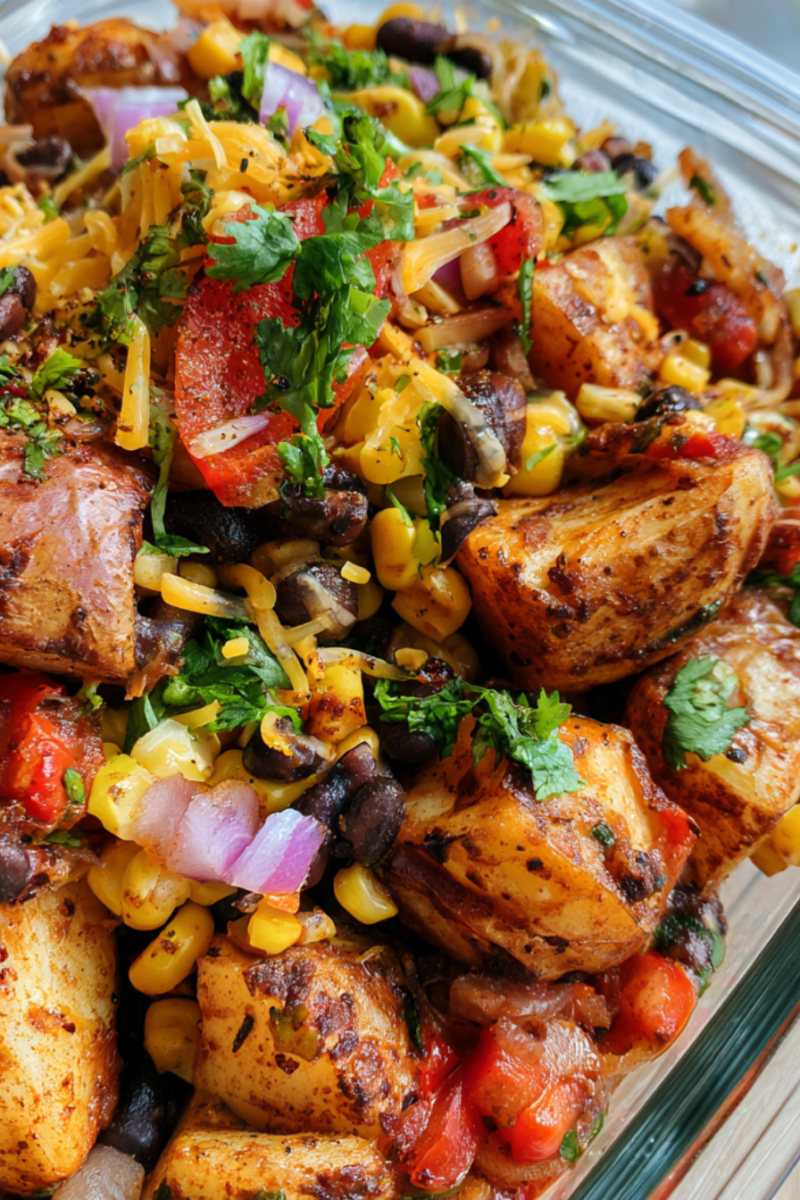 Loaded Potato Taco Bowl Meal Prep-closeup