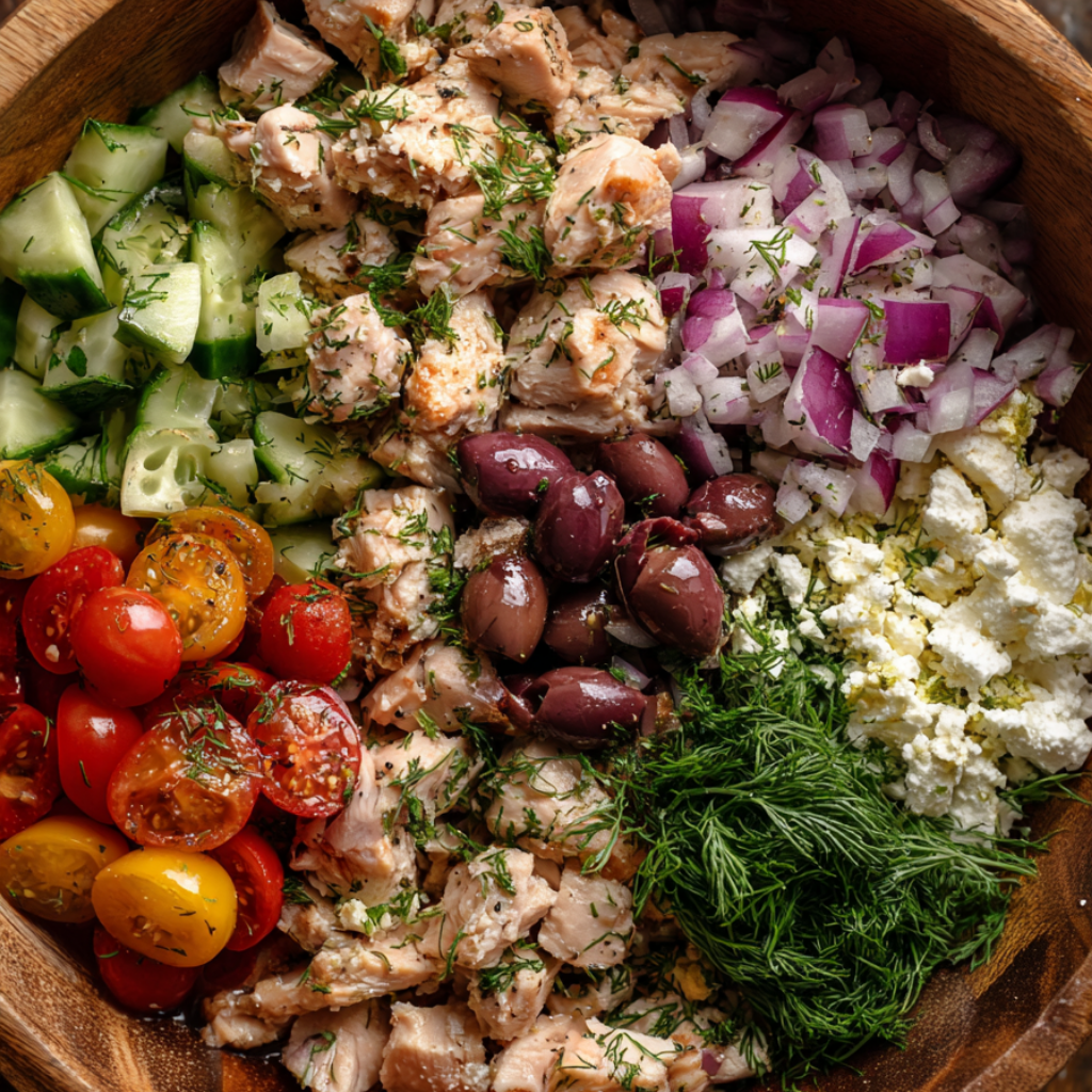 Mediterranean Chicken Salad-before mixing