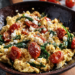 Mediterranean Scrambled Eggs with Spinach, Tomatoes, and Feta