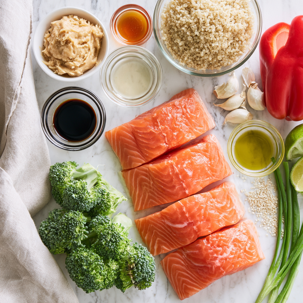 Miso Glazed Salmon Meal Prep Bowl-ingredients