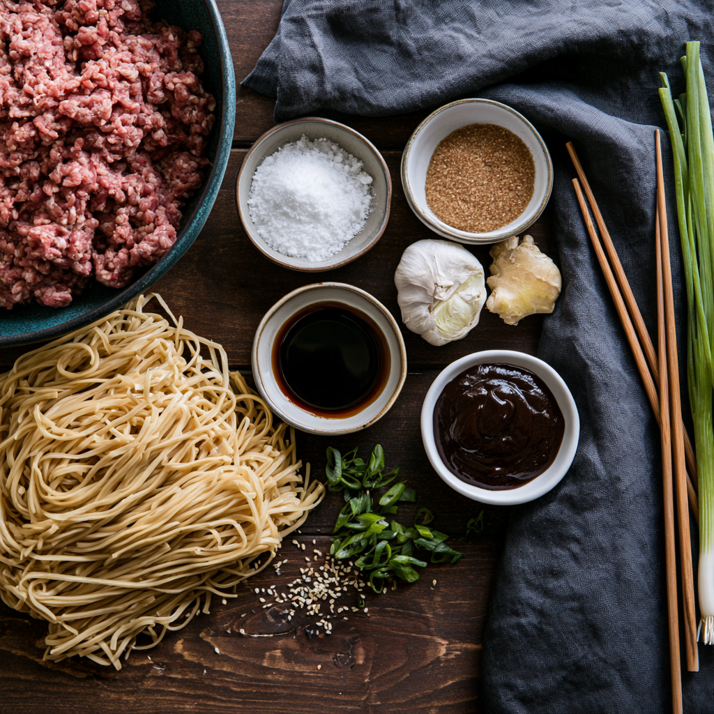 Mongolian Ground Beef Noodles-ingredients