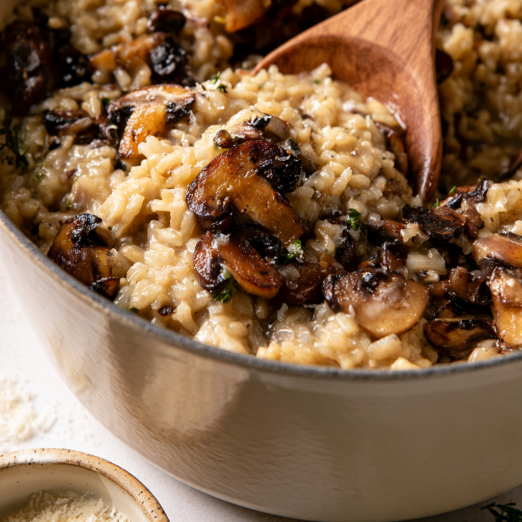 Mushroom Risotto-Cooked