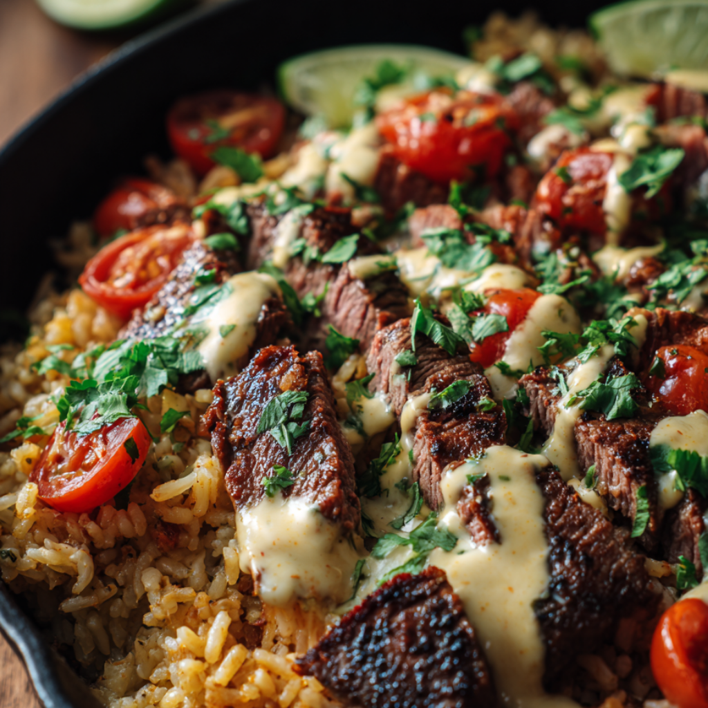 One-Pan Steak and Rice with Rotel Recipe