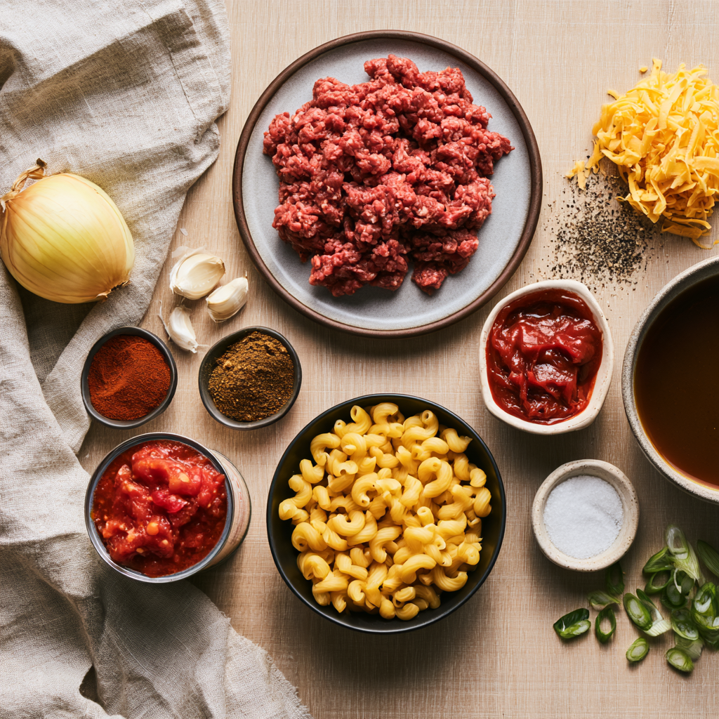 One-Pot Chili Mac-ingredients