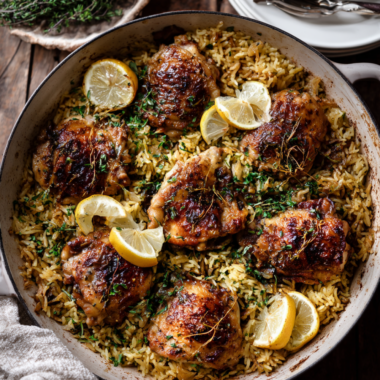One-Pot Greek Chicken and Lemon Rice