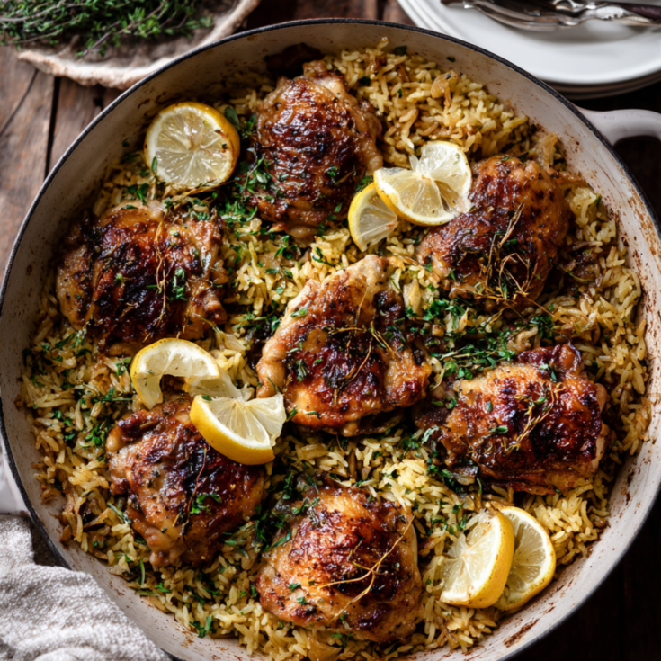 One-Pot Greek Chicken and Lemon Rice