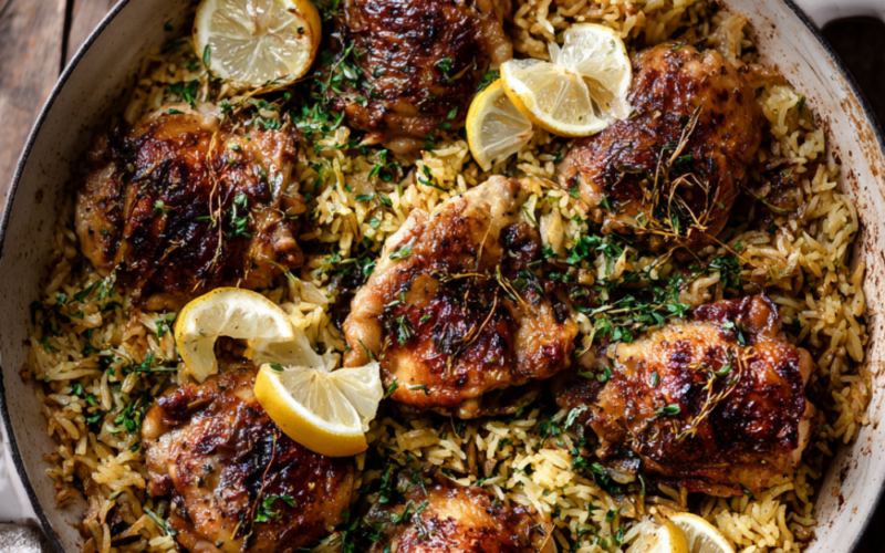 One-Pot Greek Chicken and Lemon Rice