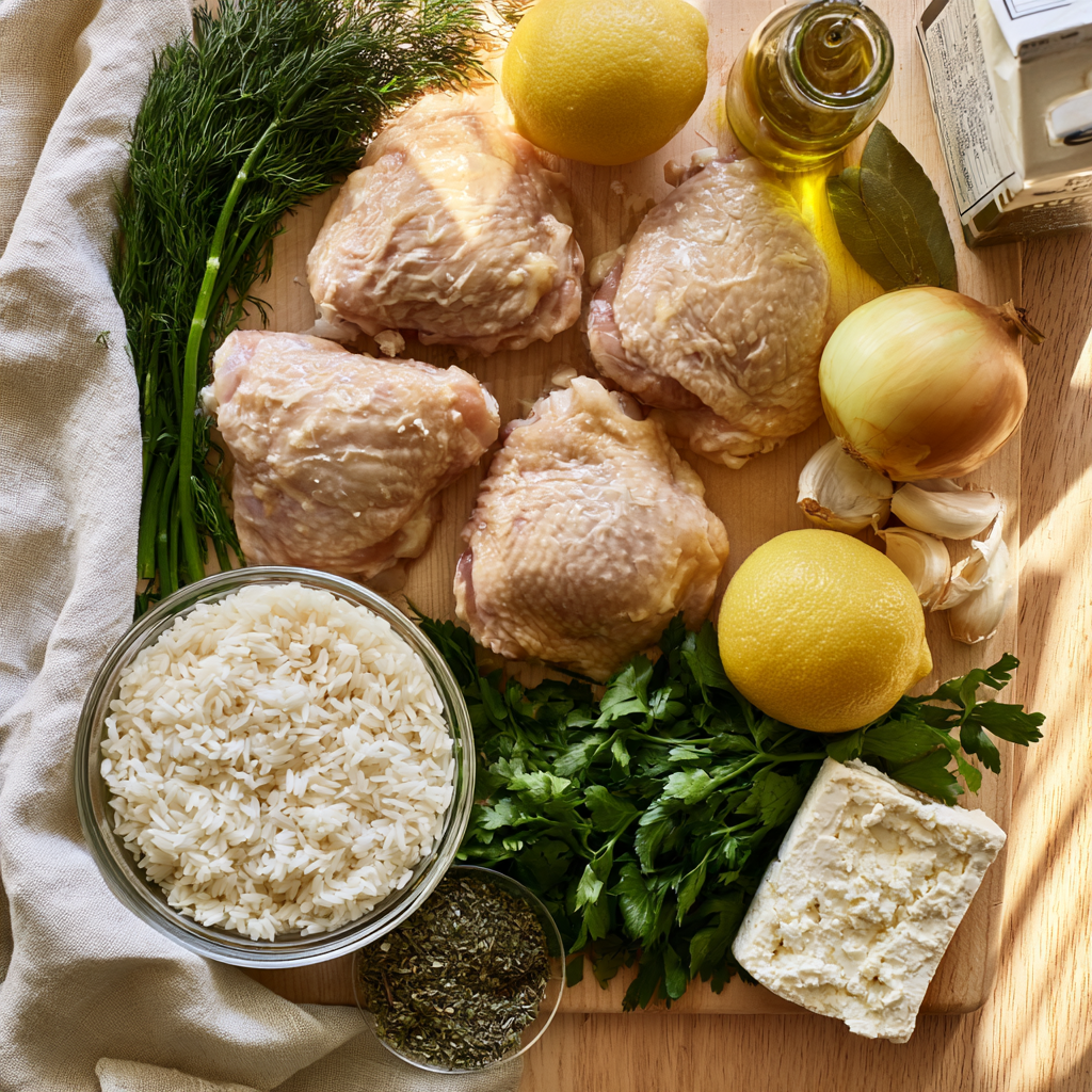 One-Pot Greek Chicken and Lemon Rice-ingredients