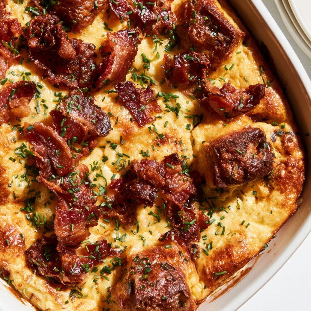 Overnight Sourdough and Bacon Breakfast Casserole Recipe