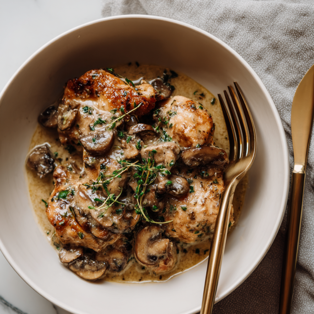 Pan-Seared Chicken with Creamy Mushroom Sauce Recipe-bowl