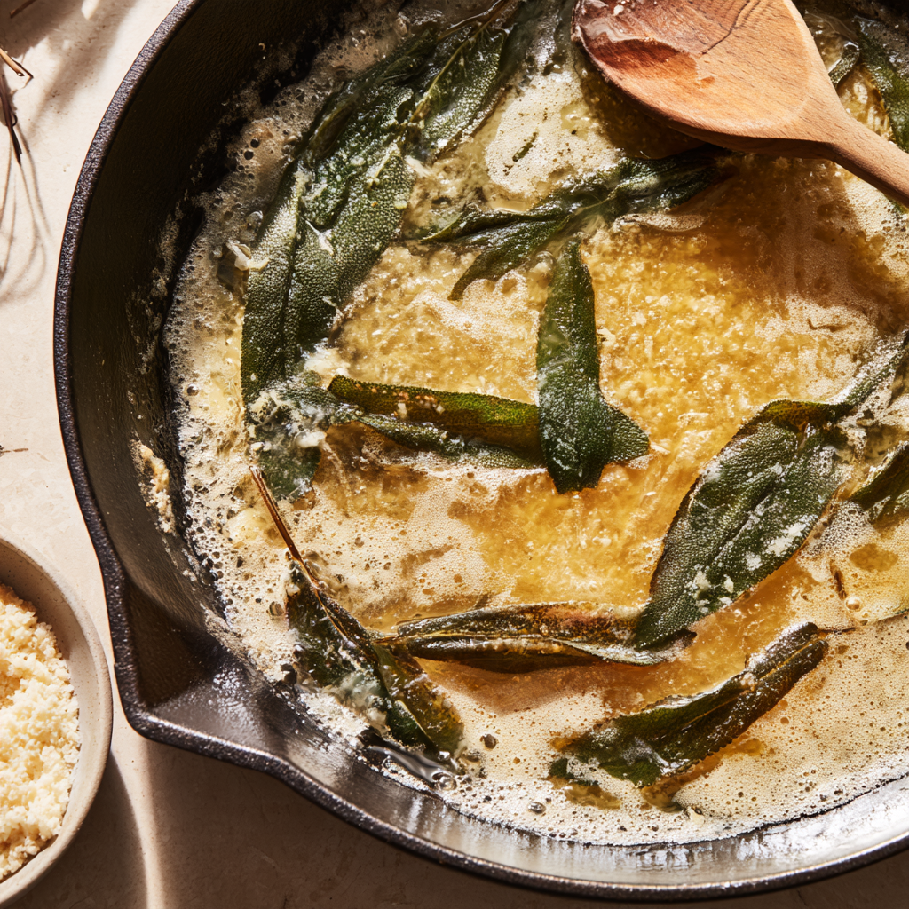 Pan-Seared Pumpkin Gnocchi in Crispy Sage Brown Butter-sage butter