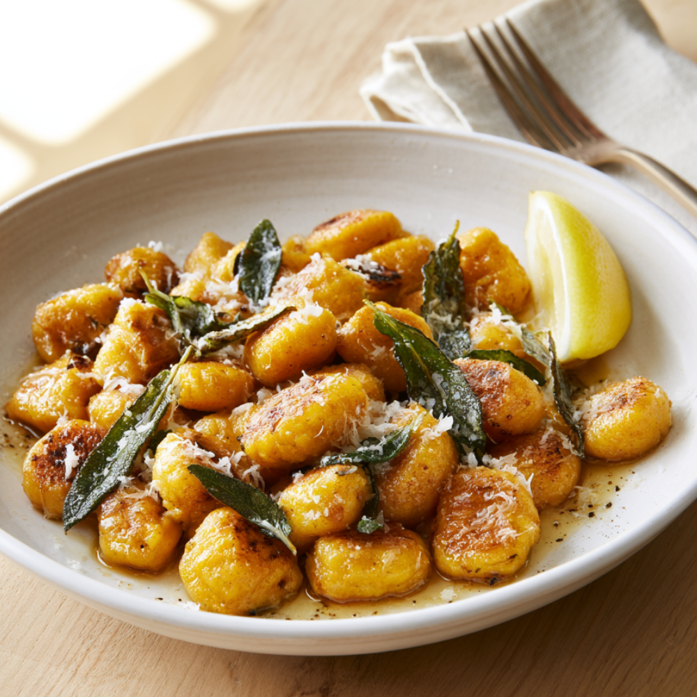 Pan-Seared Pumpkin Gnocchi in Crispy Sage Brown Butter