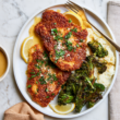 Parmesan Crusted Chicken Recipe-with broccoli and mashed potatoes