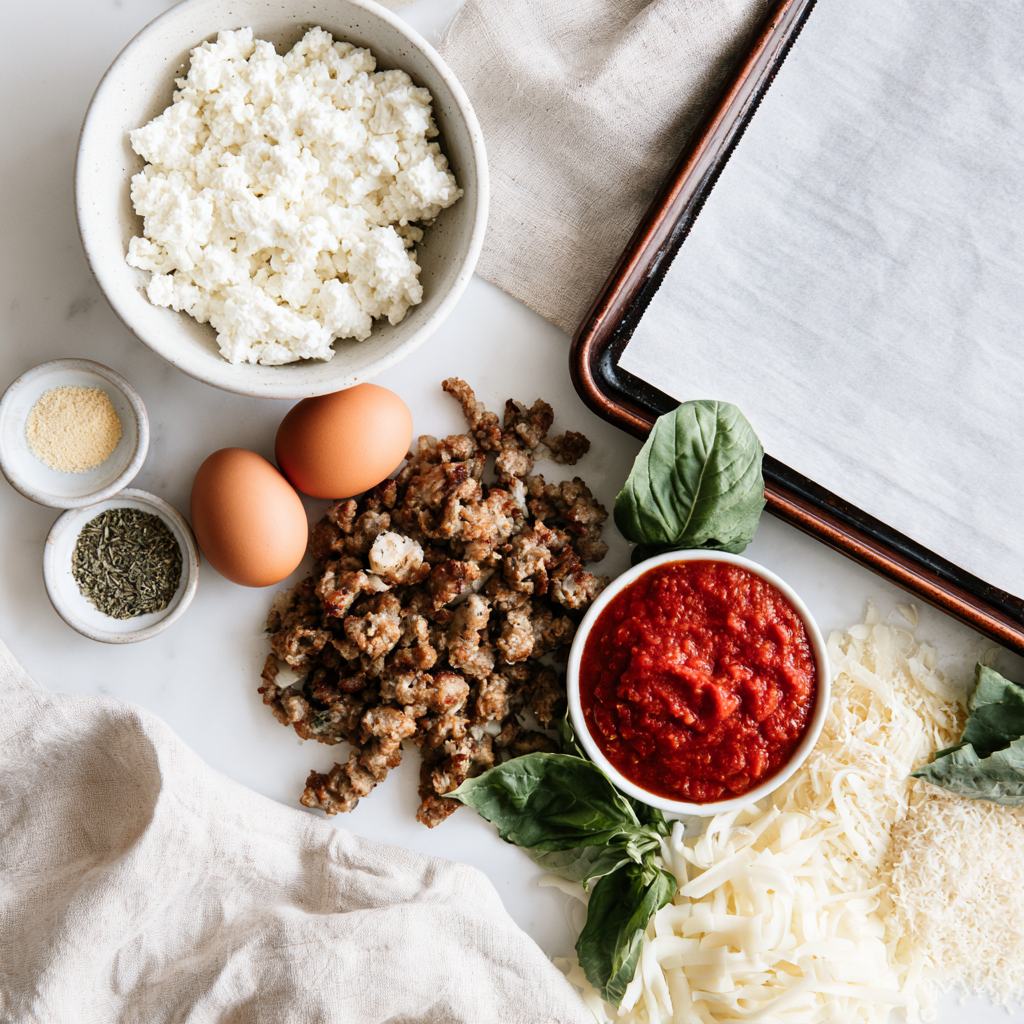 Protein Pizza — Cottage Cheese Crust with Italian Sausage-ingredients